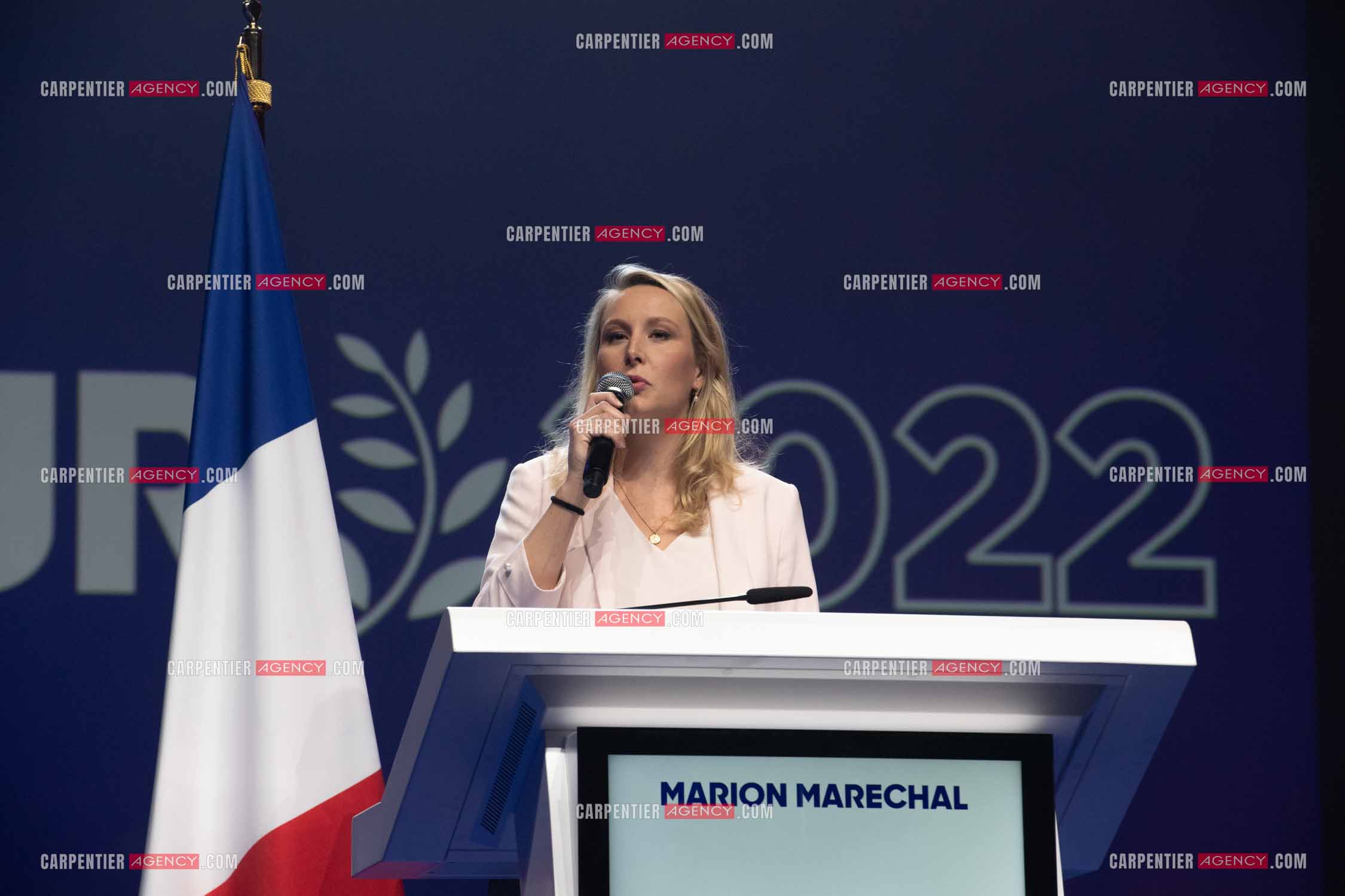Meeting à Toulon du candidat à la présidentielle Eric Zemmour. La députée Marion Maréchal Le Pen.